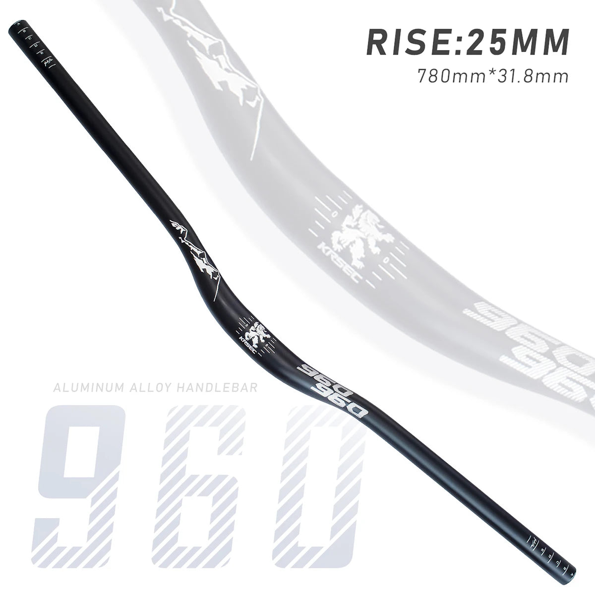 KRSEC MTB Handlebar 31.8mm - 780mm Wide, 25mm