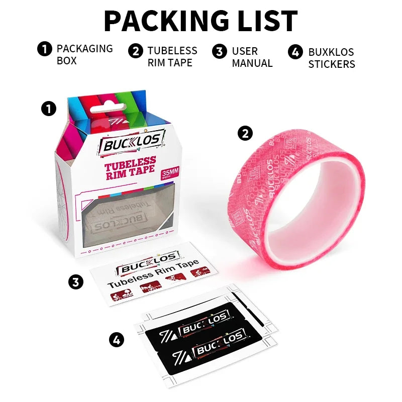 Bucklos MTB 10m Tubeless Rim Tape 17-35mm Wheel Tape