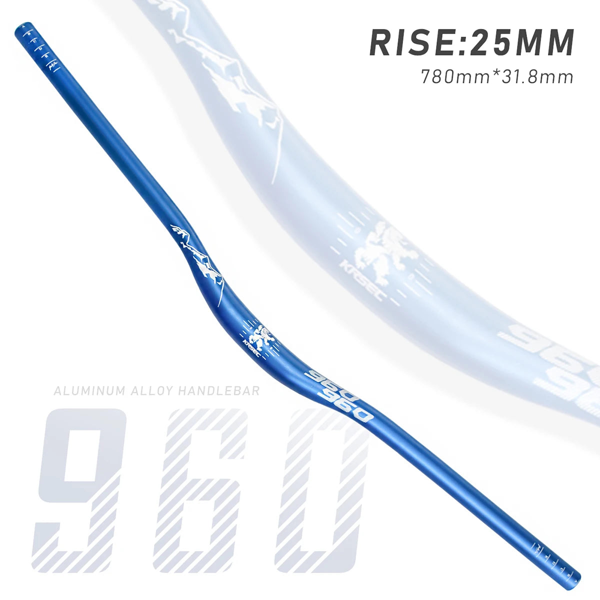 KRSEC MTB Handlebar 31.8mm - 780mm Wide, 25mm