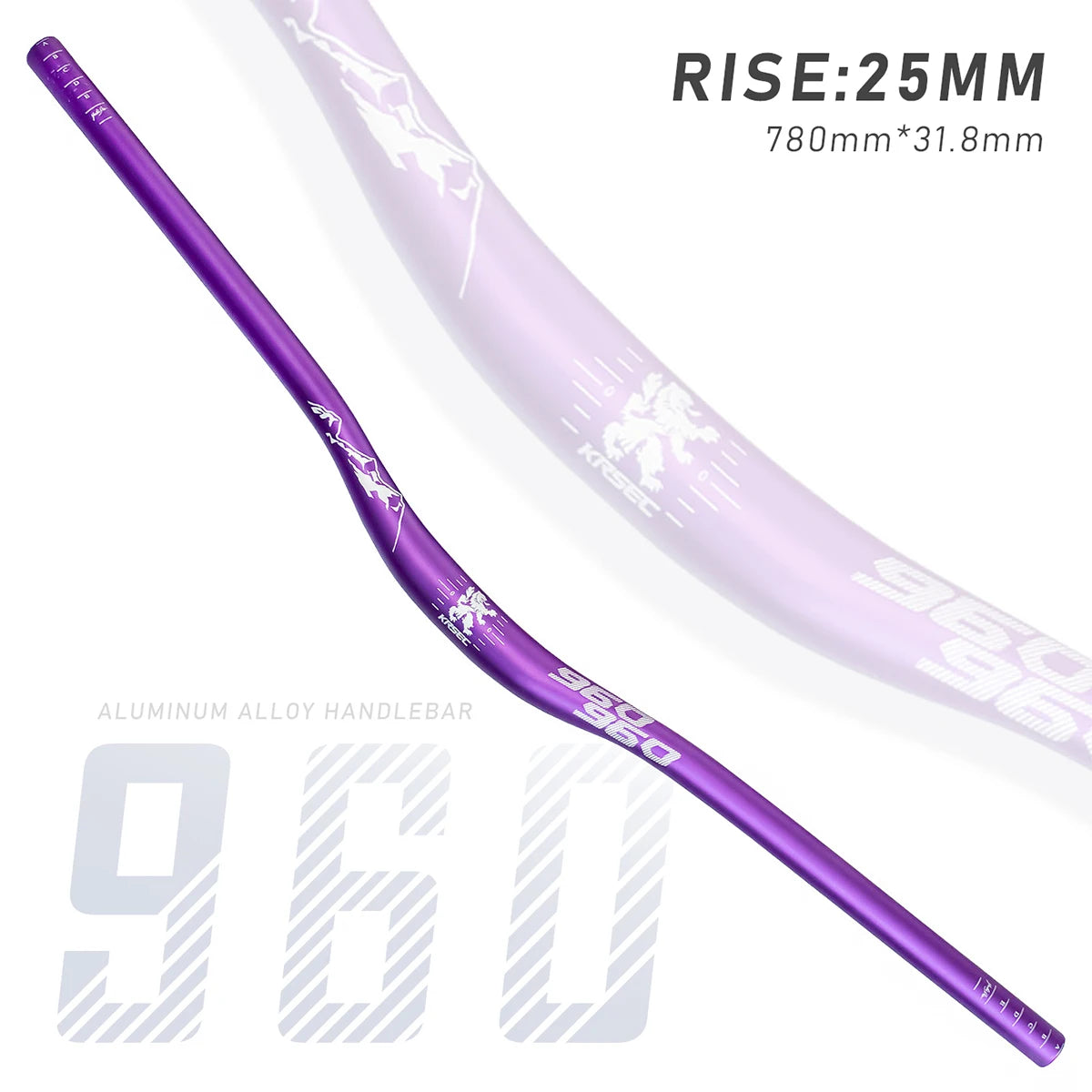 KRSEC MTB Handlebar 31.8mm - 780mm Wide, 25mm