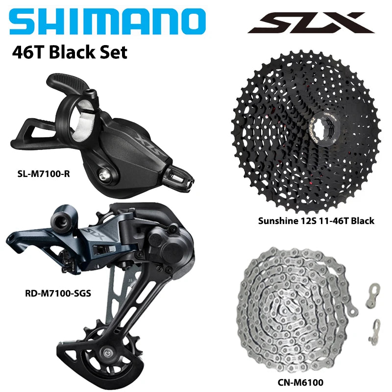 Shimano Deore SLX M7100 12-Speed MTB Groupset - M6100 Derailleur, Shifter, Chain & Sunshine HG Cassette
