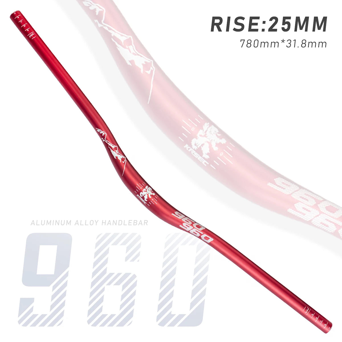 KRSEC MTB Handlebar 31.8mm - 780mm Wide, 25mm