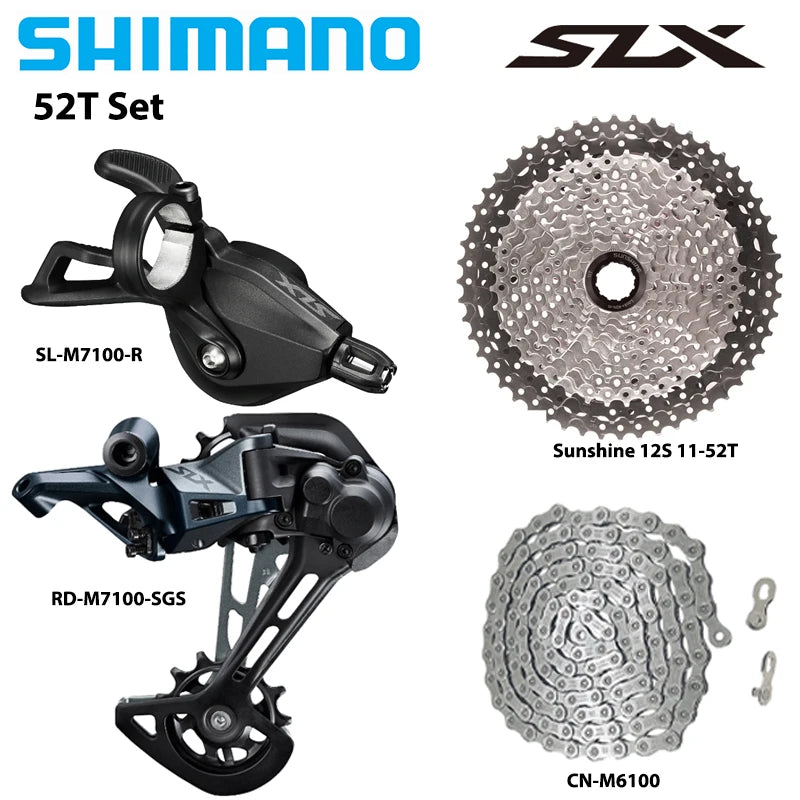 Shimano Deore SLX M7100 12-Speed MTB Groupset - M6100 Derailleur, Shifter, Chain & Sunshine HG Cassette