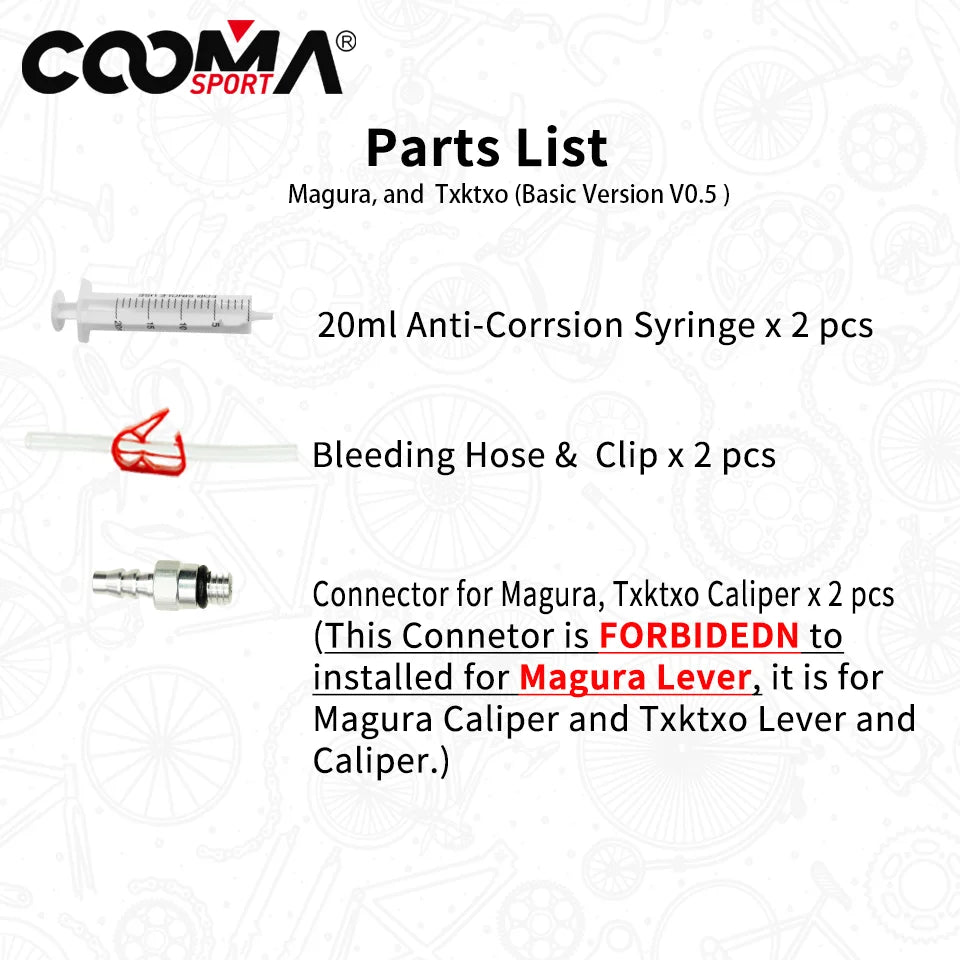 Bicycle Hydraulic Brake Bleed Kit for Magura MT Hydraulic Brake System, Basic Kit V 0.5/V0.7