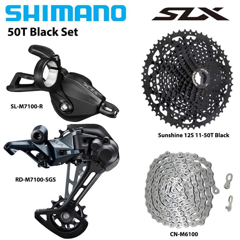 Shimano Deore SLX M7100 12-Speed MTB Groupset - M6100 Derailleur, Shifter, Chain & Sunshine HG Cassette